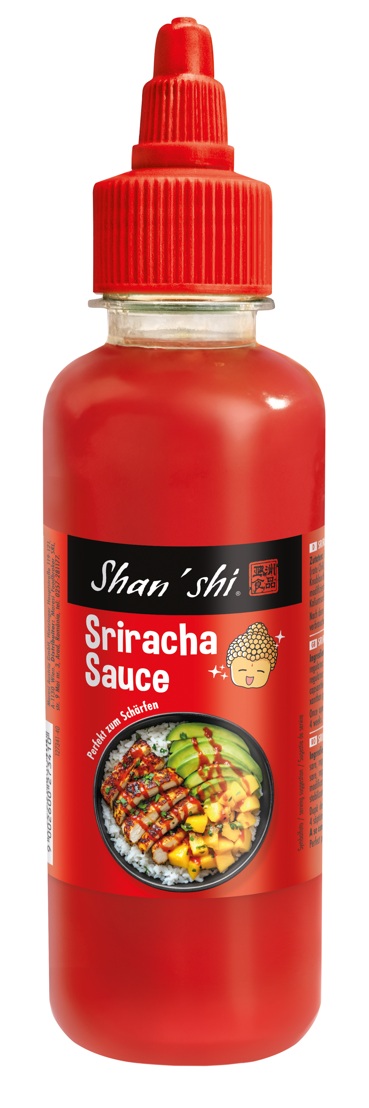 Packshot of Sriracha sauce